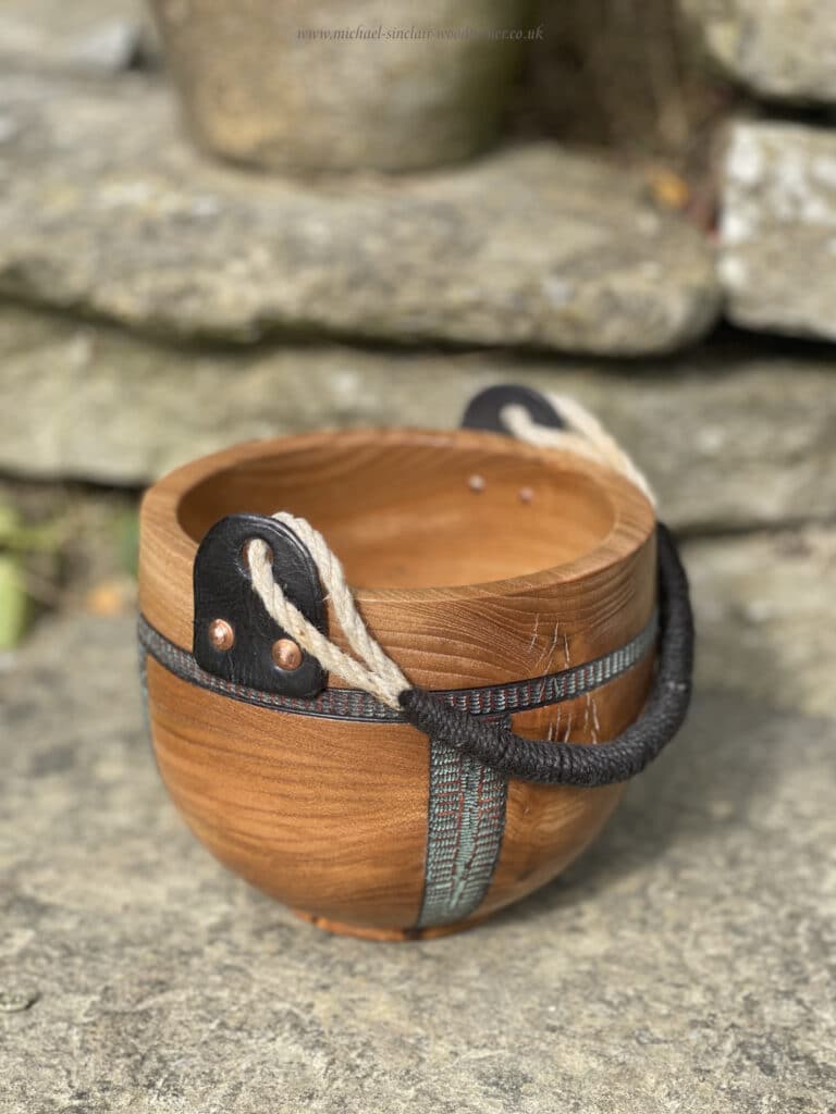 Scottish elm bowl with handle